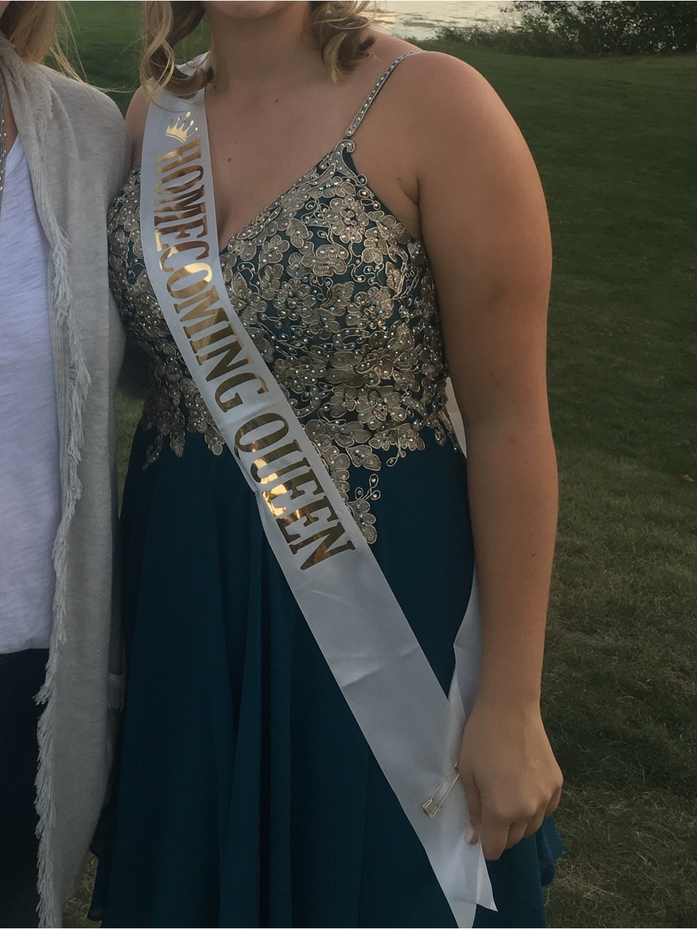 JVN Teal Beaded Homecoming Dress